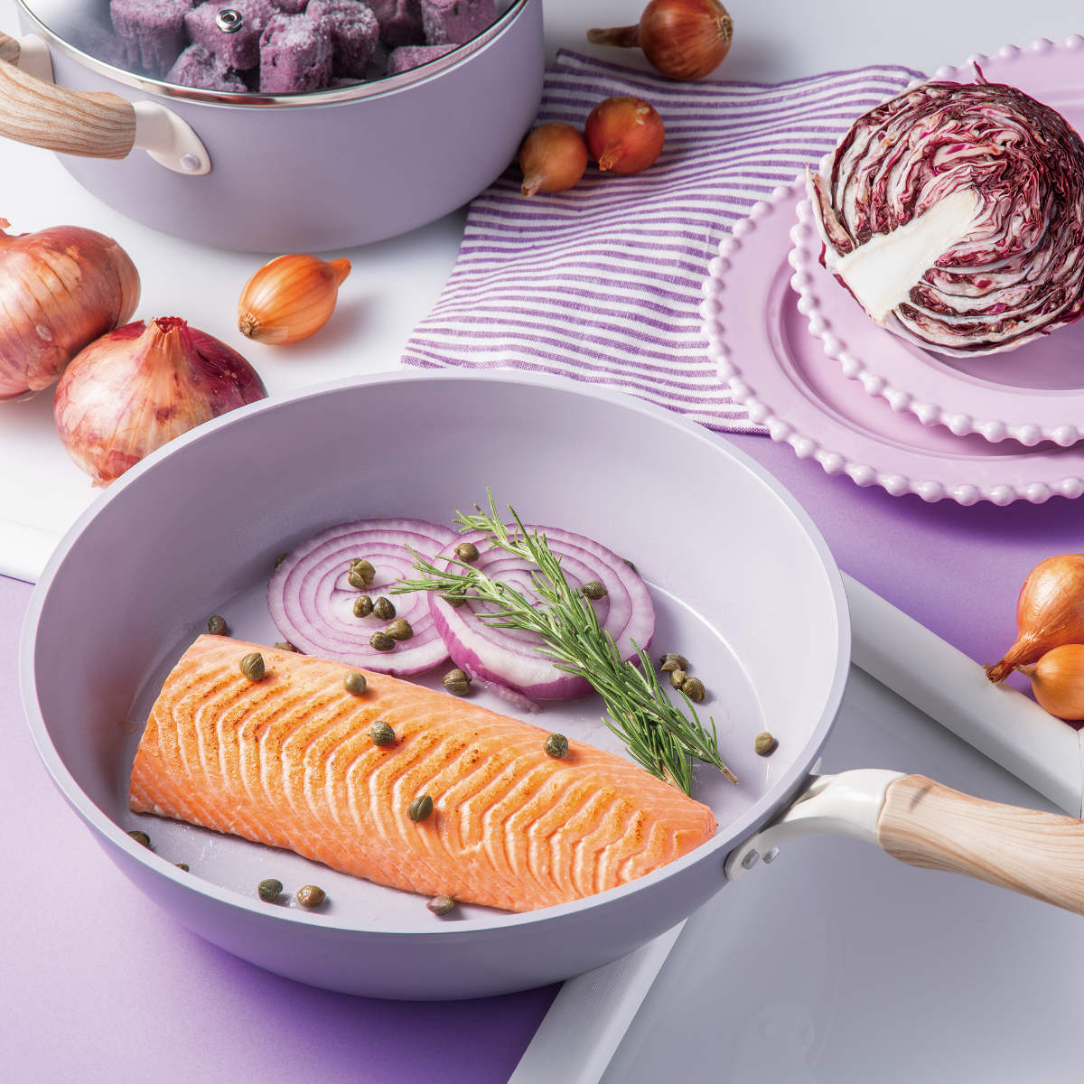 フライパン 26cm IH対応 セラミック 軽量 ハルミック ( ガス火対応 オール熱源対応 セラミックフライパン 炒め鍋 軽い 26センチ いため鍋 アルミ製 直火 木目調ハンドル こびりつきにくい 可愛い ) 【ペールイエロー】 ペールイエロー