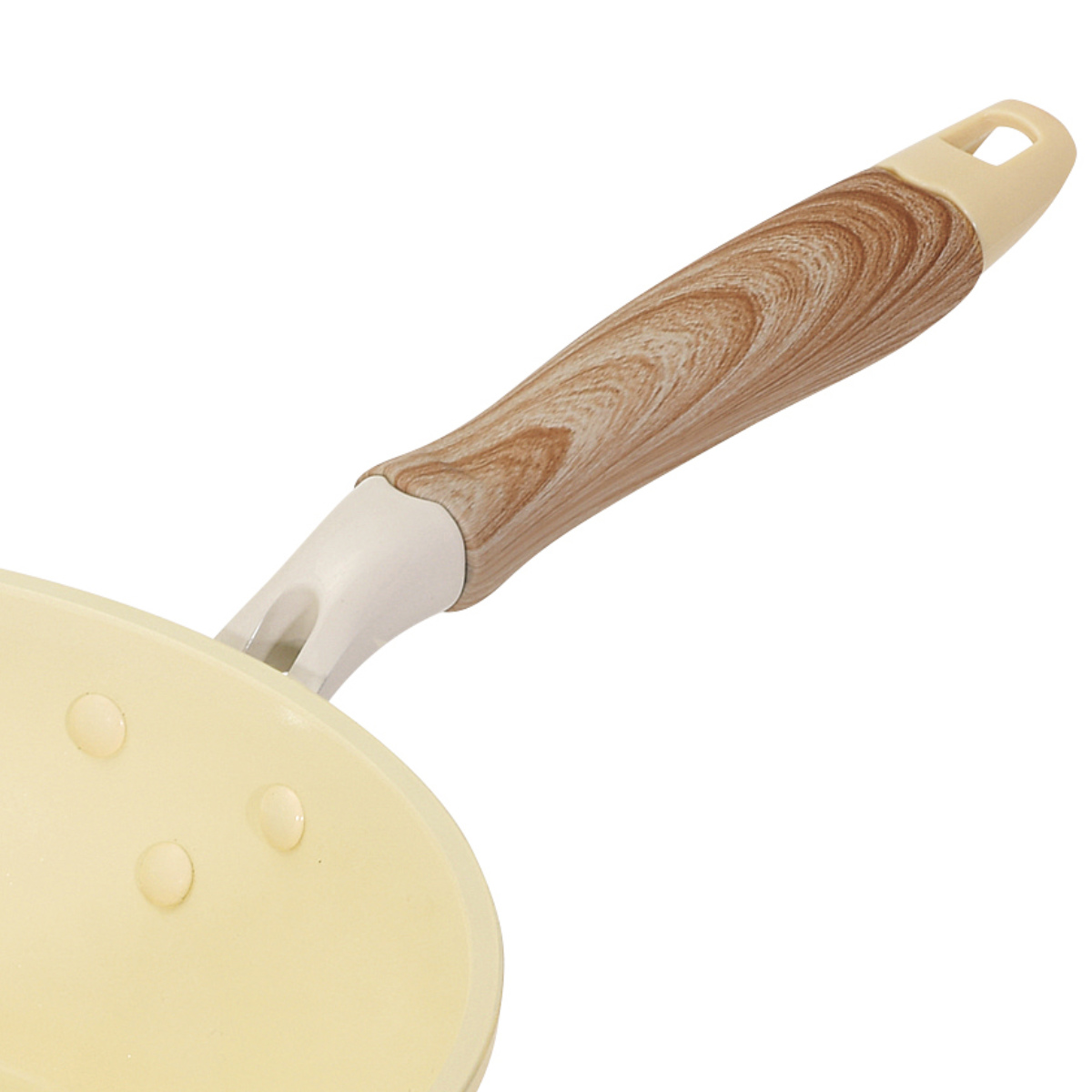 フライパン 26cm IH対応 セラミック 軽量 ハルミック ( ガス火対応 オール熱源対応 セラミックフライパン 炒め鍋 軽い 26センチ いため鍋 アルミ製 直火 木目調ハンドル こびりつきにくい 可愛い ) 【ペールイエロー】 ペールイエロー