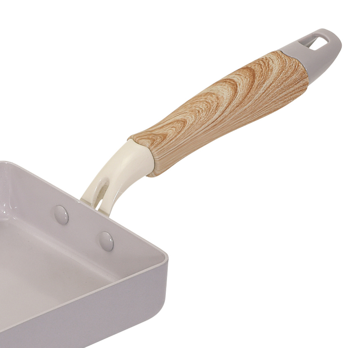 卵焼き器 13×18cm IH対応 セラミック 軽量 ハルミック ( ガス火対応 オール熱源対応 セラミックフライパン エッグパン 軽い 玉子焼き器 朝食 弁当 弁当作り アルミ製 木目調ハンドル こびりつきにくい 直火 おしゃれ ) 【ペールパープル】 ペールパープル