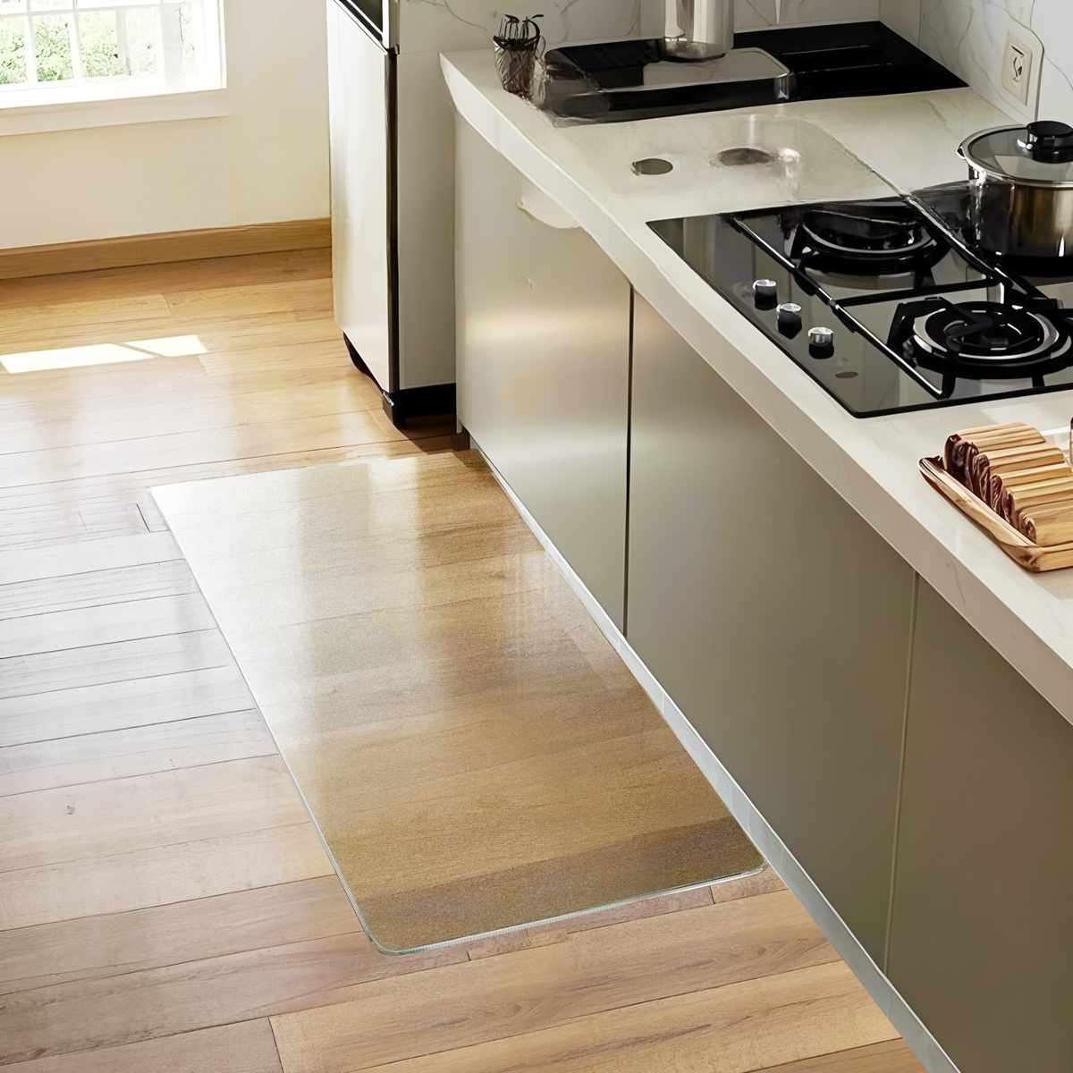 キッチンマット クリア 45×120cm 床暖房対応 ( 45cm 120cm 透明 キッチン マット 台所マット 拭けるキッチンマット PVC 洗濯不要 ズレない 傷防止 汚れ防止 カット 薄い 透ける 床暖OK フリーカット )