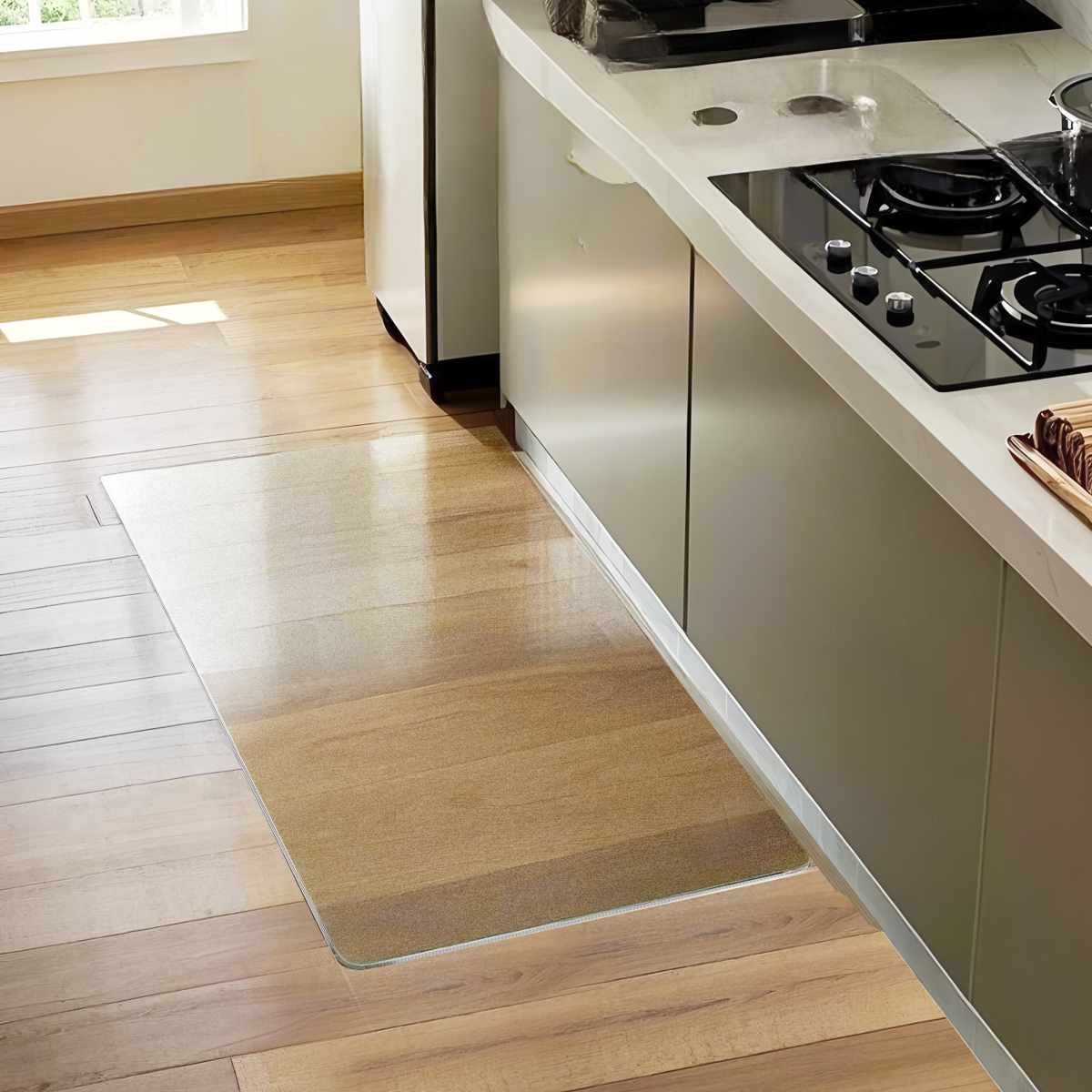 キッチンマット クリア 60×120cm 床暖房対応 ( 60cm 120cm 透明 キッチン マット 台所マット 拭けるキッチンマット PVC 洗濯不要 ズレない 傷防止 汚れ防止 カット 薄い 透ける 床暖OK フリーカット )