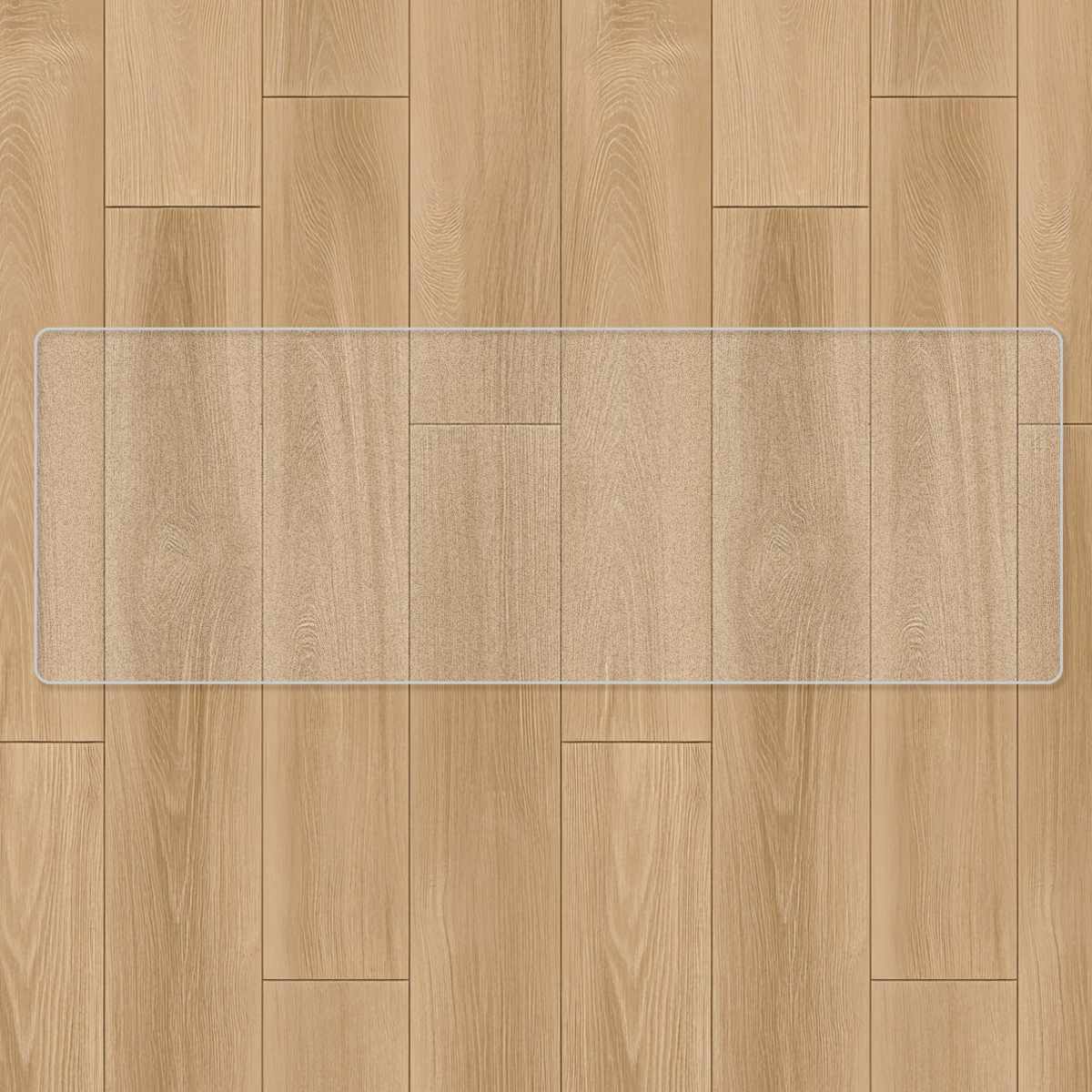 キッチンマット クリア 60×180cm 床暖房対応 ( 60cm 180cm 透明 キッチン マット 台所マット 拭けるキッチンマット PVC 洗濯不要 ズレない 傷防止 汚れ防止 カット 薄い 透ける 床暖OK フリーカット )