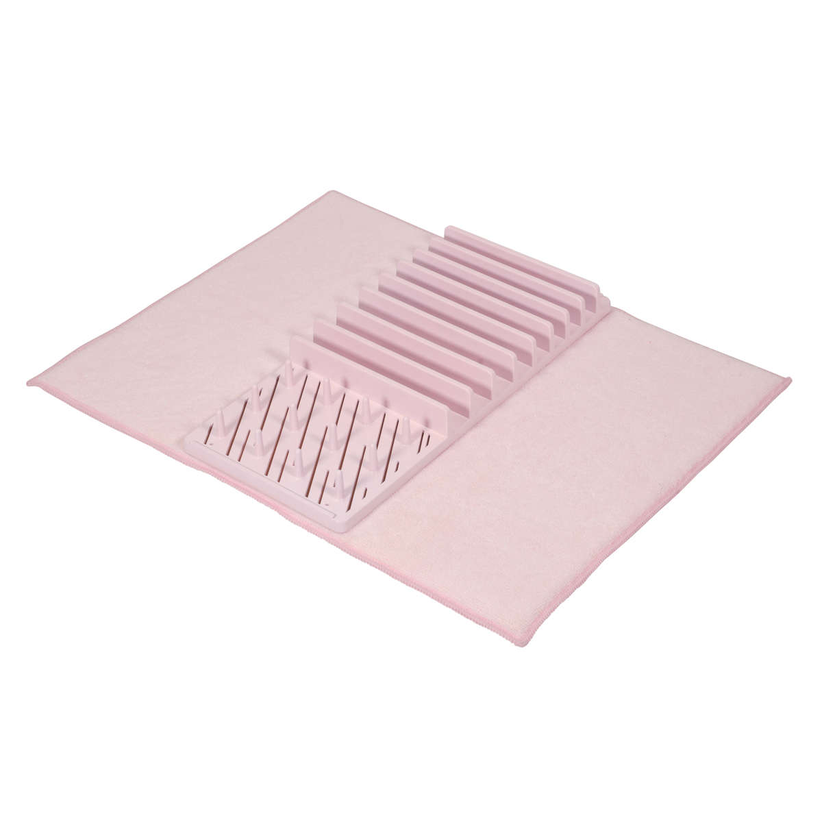 水切りラック 水切りトレー ハルミック マットセット ( 吸水マット 吸水水切りマット ディッシュマット トレー付き 折りたたみ キッチン用吸水マット キッチンマット ドライマット ドライングマット 食器 乾燥 水切り 省スペース ) 【ペールピンク】 ペールピンク