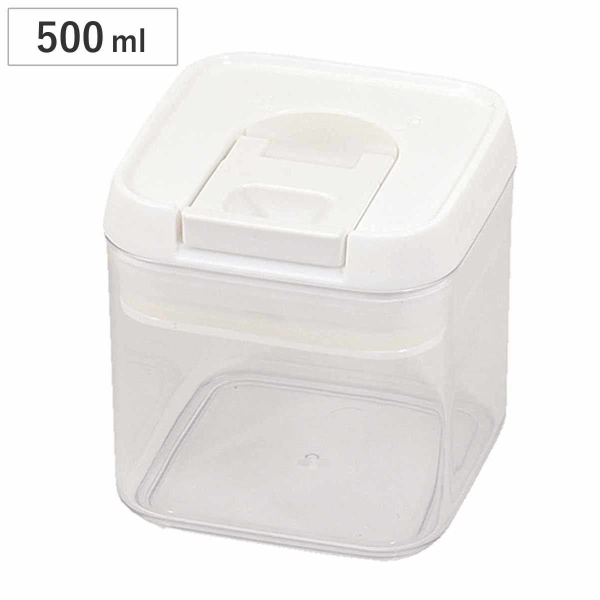 保存容器 500ml 分解して洗える レバーコンテナ （ キッチン収納 フードコンテナ 調味料入れ ストッカー 密閉 透明 プラスチック 日本製 レバー開閉 簡単 ロック フードケース スタッキング おしゃれ クリア 中が見える 冷蔵庫収納 ）