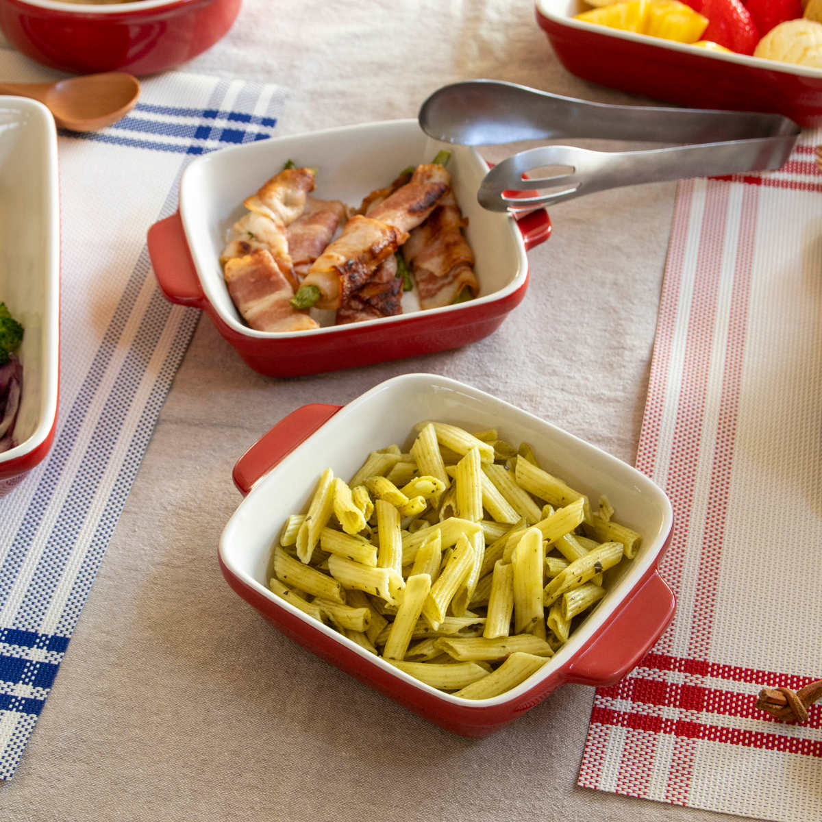 グラタン皿 14cm 正方形 深型 陶磁器 ( 電子レンジ対応 オーブン対応 トースター対応 耐熱皿 食器 耐熱容器 四角 スクエア 角 耳付き 一人用 グラタン ラザニア おしゃれ かわいい )