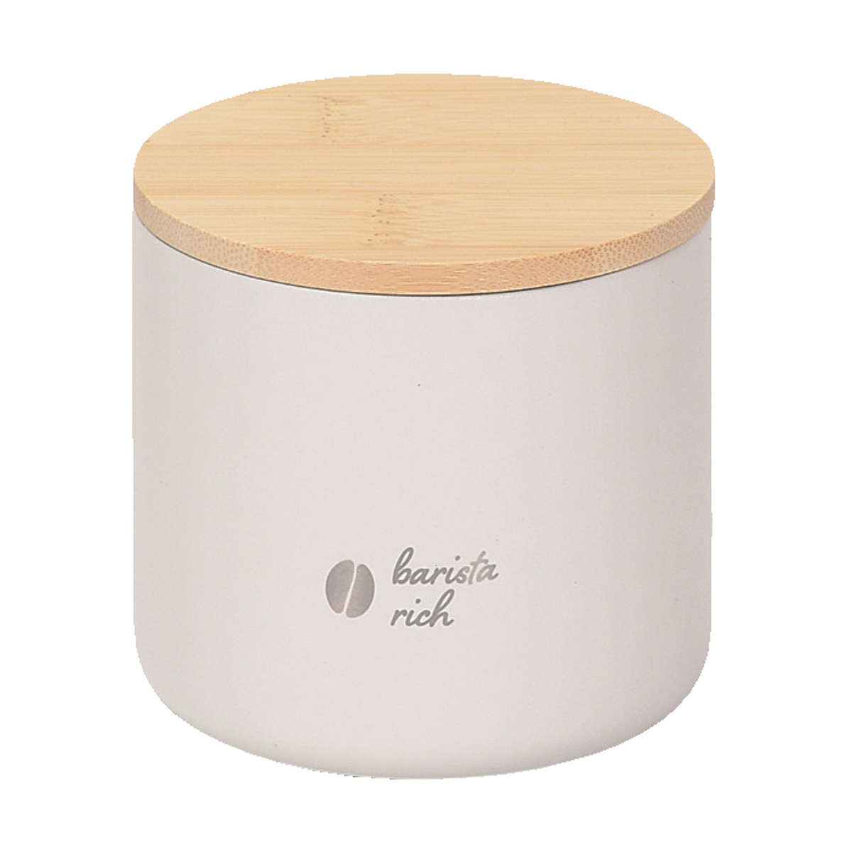 キャニスター 330ml バリスタリッチ 真空二重構造 保存容器 ステンレス ( コーヒーキャニスター 密閉 調味料容器 蓋 竹 パッキン付き 丸型 鮮度保持 コーヒー豆 粉 珈琲豆 紅茶 茶葉 茶筒 砂糖 塩 調味料ポット ) 【オフホワイト】 オフホワイト