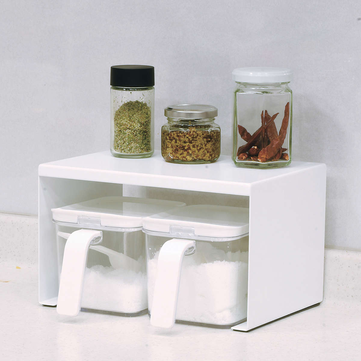 調味料ラック アレンジフリー キッチンラック コの字 幅22cm ( コの字ラック 収納棚 収納ラック キッチン ラック 白 スパイスラック 調味料ストッカー フリーラック マルチラック シェルフ 整理棚 収納 シンク周り スタッキング )