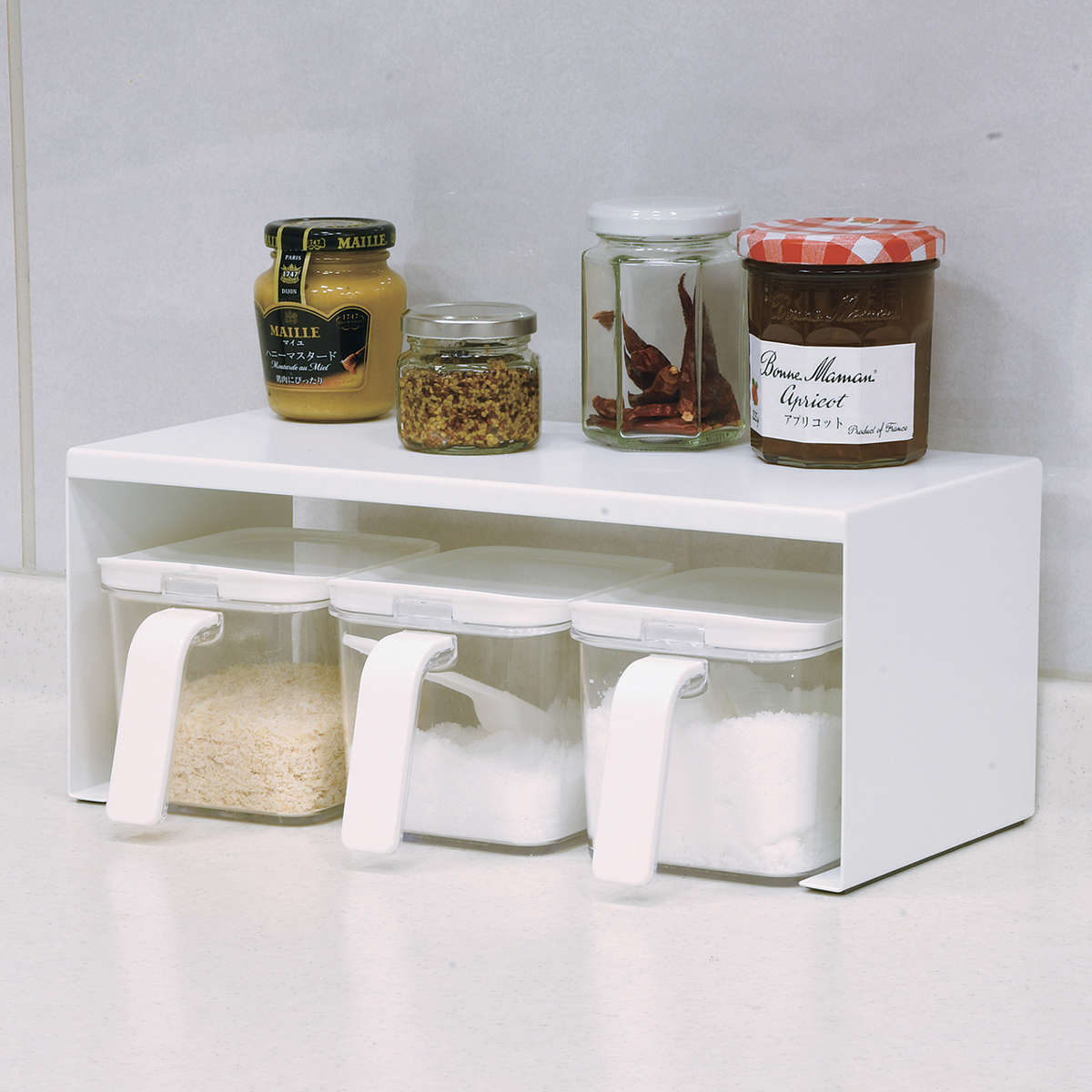 調味料ラック アレンジフリー キッチンラック コの字 幅32cm ( コの字ラック 収納棚 収納ラック キッチン ラック 白 スパイスラック 調味料ストッカー フリーラック マルチラック シェルフ 整理棚 収納 シンク周り スタッキング )