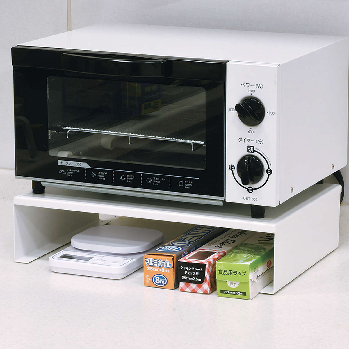 家電下ラック アレンジフリー キッチンラック コの字 幅38cm ( レンジ下ラック 家電ラック レンジ下 トースター下 キッチン ラック 下 白 フリーラック マルチラック シェルフ 整理棚 収納 シンク周り スタッキング ラップ ホイル )