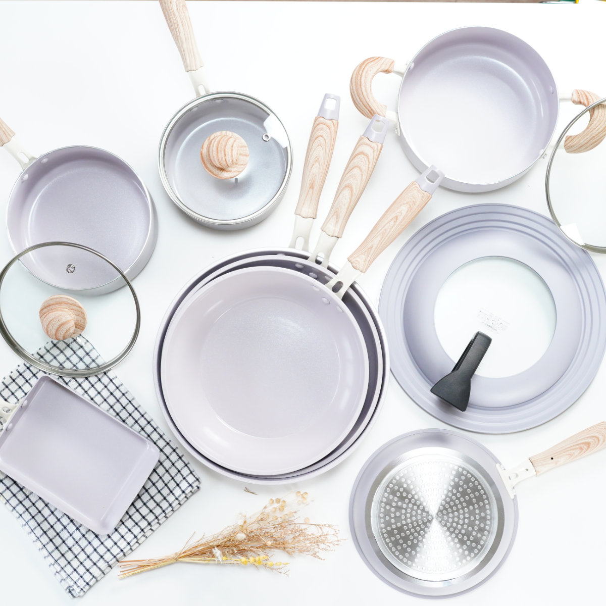 フライパン 蓋 24~28cm ガラス窓付き ハルミック スタンドパンカバー ( 兼用蓋 フライパンカバー 鍋蓋 自立 立つ フライパンフタ フライパン蓋 パンカバー スタンド式 ガラス蓋 兼用フタ フライパンのふた ハンドル付き ) 【ペールピンク】 ペールピンク