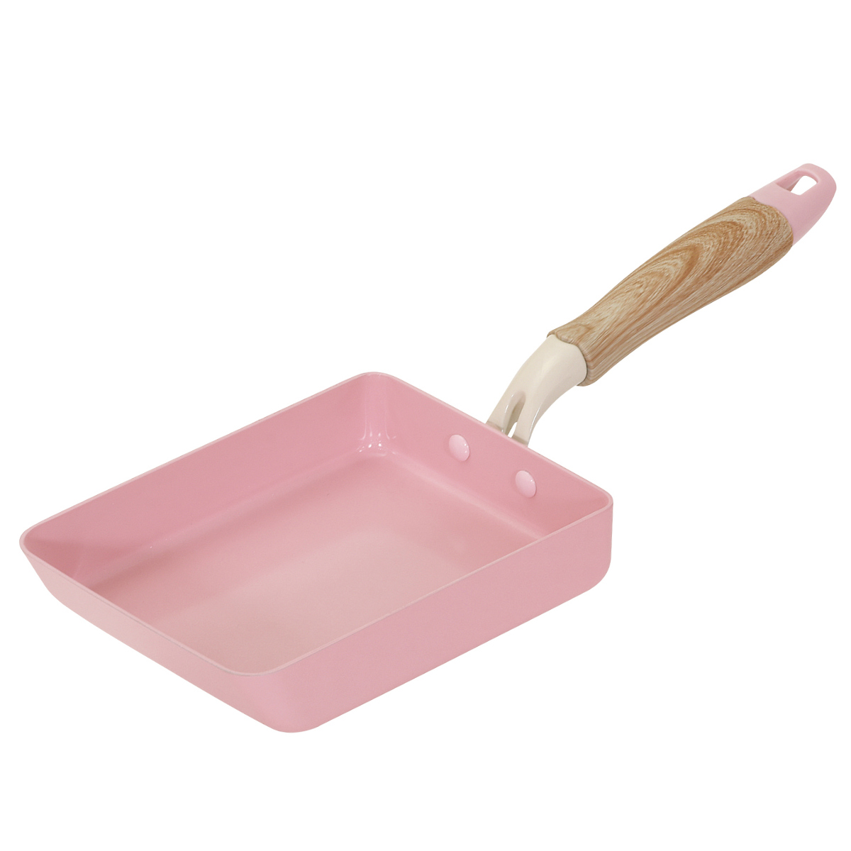 卵焼き器 13×18cm IH対応 セラミック 軽量 ハルミック ( ガス火対応 オール熱源対応 セラミックフライパン エッグパン 軽い 玉子焼き器 朝食 弁当 弁当作り アルミ製 木目調ハンドル こびりつきにくい 直火 おしゃれ ) 【ペールピンク】 ペールピンク