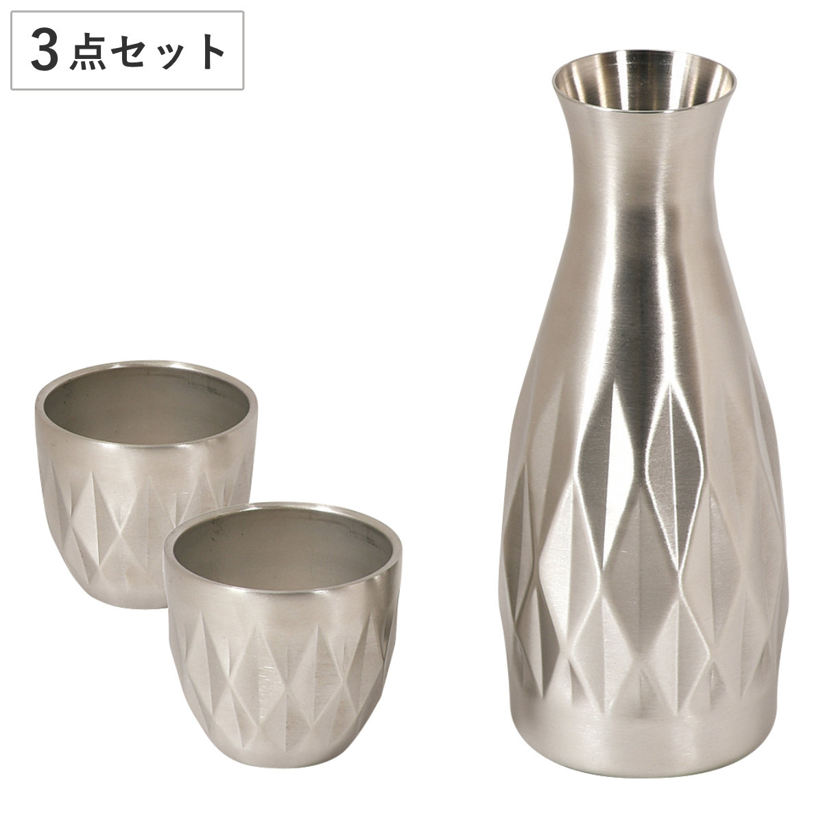 徳利 バープレミアム ダイヤカット お猪口 セット （ ステンレス 保冷 お酒 おちょこ 御猪口 酒器 酒 銚子 スタイリッシュ シンプル おしゃれ ギフト プレゼント ）