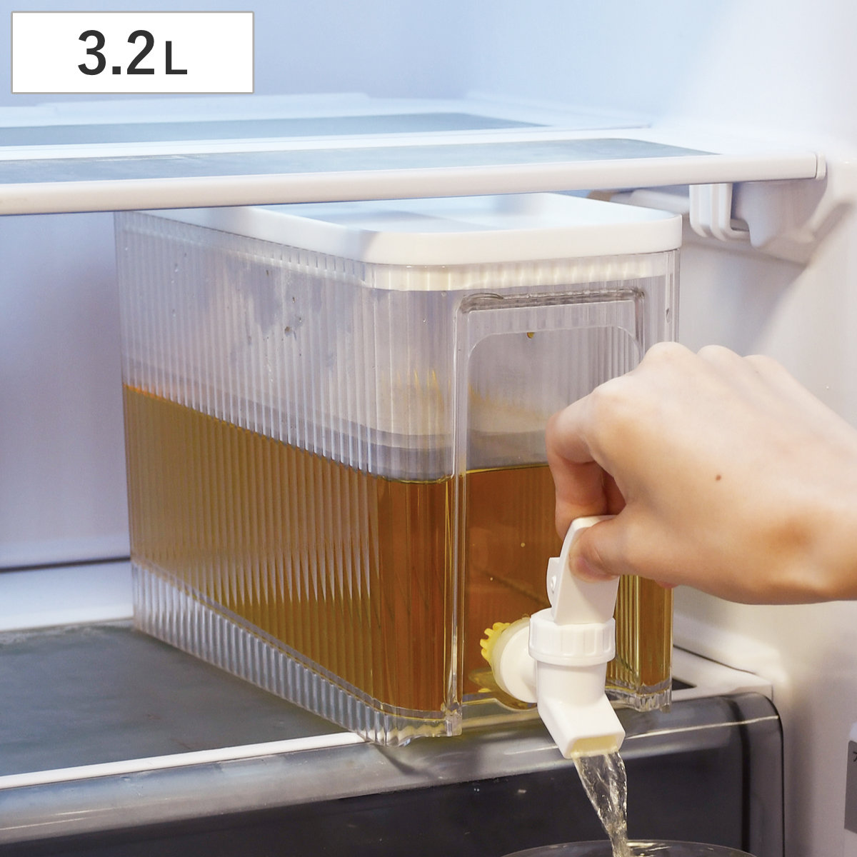 ドリンクサーバー クールシェルフ 3.2L （ 大容量 たっぷり 冷蔵庫 ウォータージャグ サーバー プラスチック 日本製 シンプル おしゃれ お手入れ簡単 ）