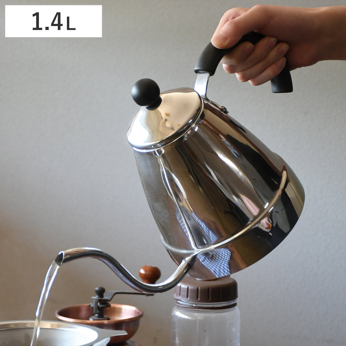 ドリップケトル アロマチック ステンレス製ドリップポット 1.4L （ コーヒー ケトル ステンレス ガス火対応 IH対応 オール熱源対応 細口 ノズル シンプル モダン スタイリッシュ おしゃれ ）