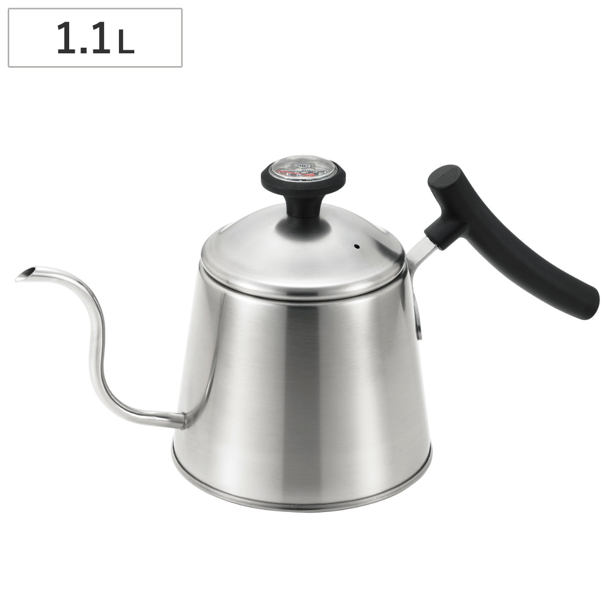 ドリップケトル 美味カフェ 2 ステンレス製温度計付ドリップポット 1.1L ( コーヒー ケトル ステンレス ガス火対応 IH対応 オール熱源対応 細口 ノズル シンプル モダン スタイリッシュ おしゃれ )