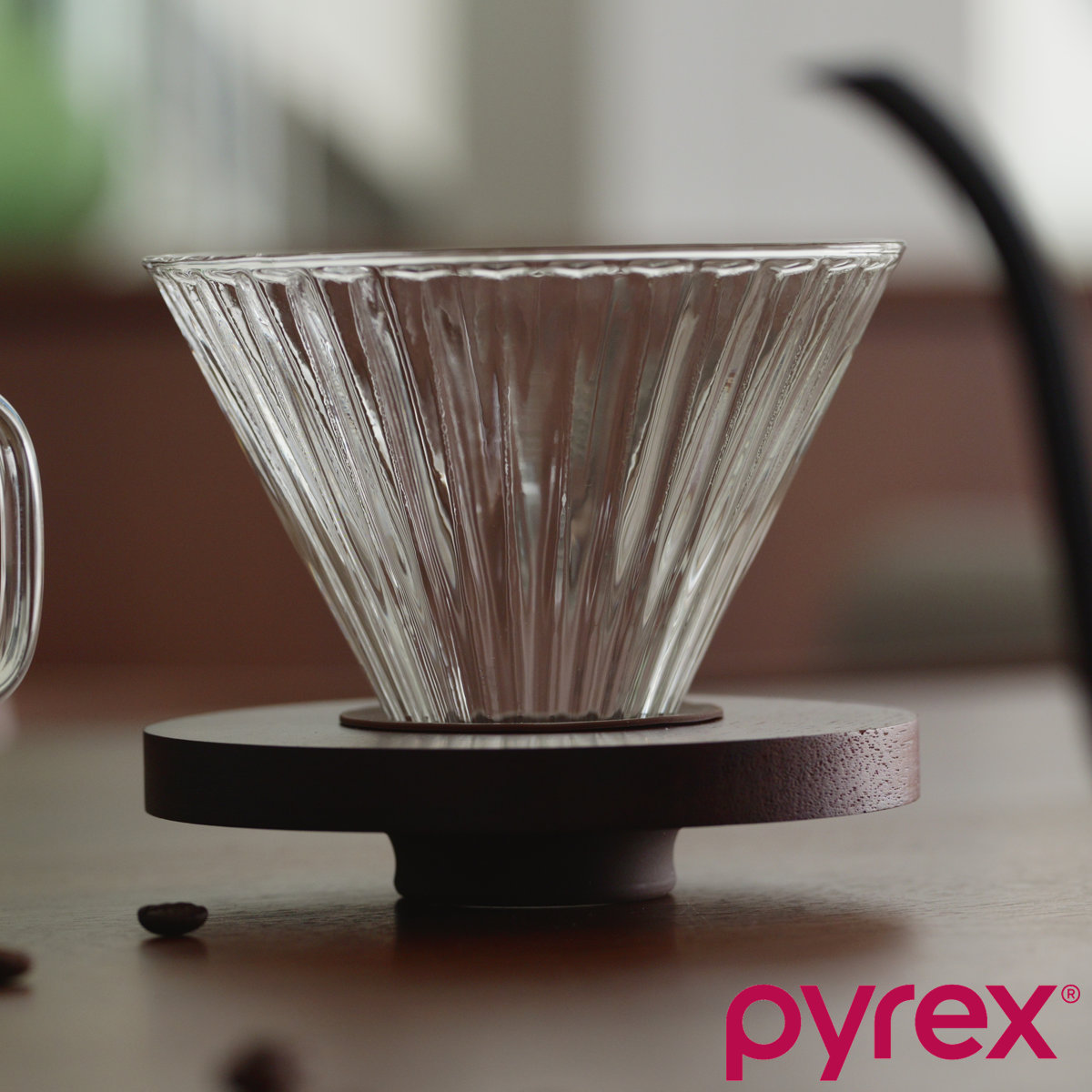 コーヒーフィルター PYREX フィルターカップ ブラウン （ 耐熱ガラス製 ドリッパー コーヒー ハンドドリップ おしゃれ シンプル 木目 北欧 ）