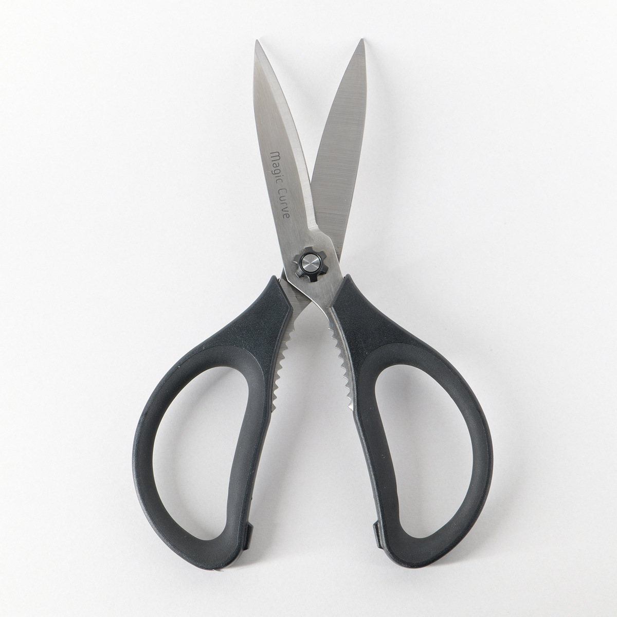 キッチンばさみ マジックカーブ よく切れるギザ刃ハサミ ( キッチンバサミ 食洗機対応 キッチンハサミ キッチンはさみ 料理バサミ ギザ刃 はさみ ハサミ 鋏 下ごしらえ用品 調理器具 調理用品 )