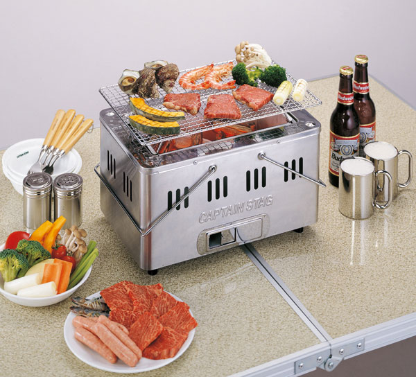 ステンレス卓上コンロ キューブ 1～2人用 グリル 卓上用 （ キャプテンスタッグ 調理器具 アウトドア CAPTAIN STAG 高さ調整 炭焼き  炭火焼き BBQ キャンプ用品 ）: リビングート ANA Mall店｜ANA Mall｜マイルが貯まる・使えるショッピングモール BBQ/グリルステンシル Lサイズ 2点セット 8×10インチ