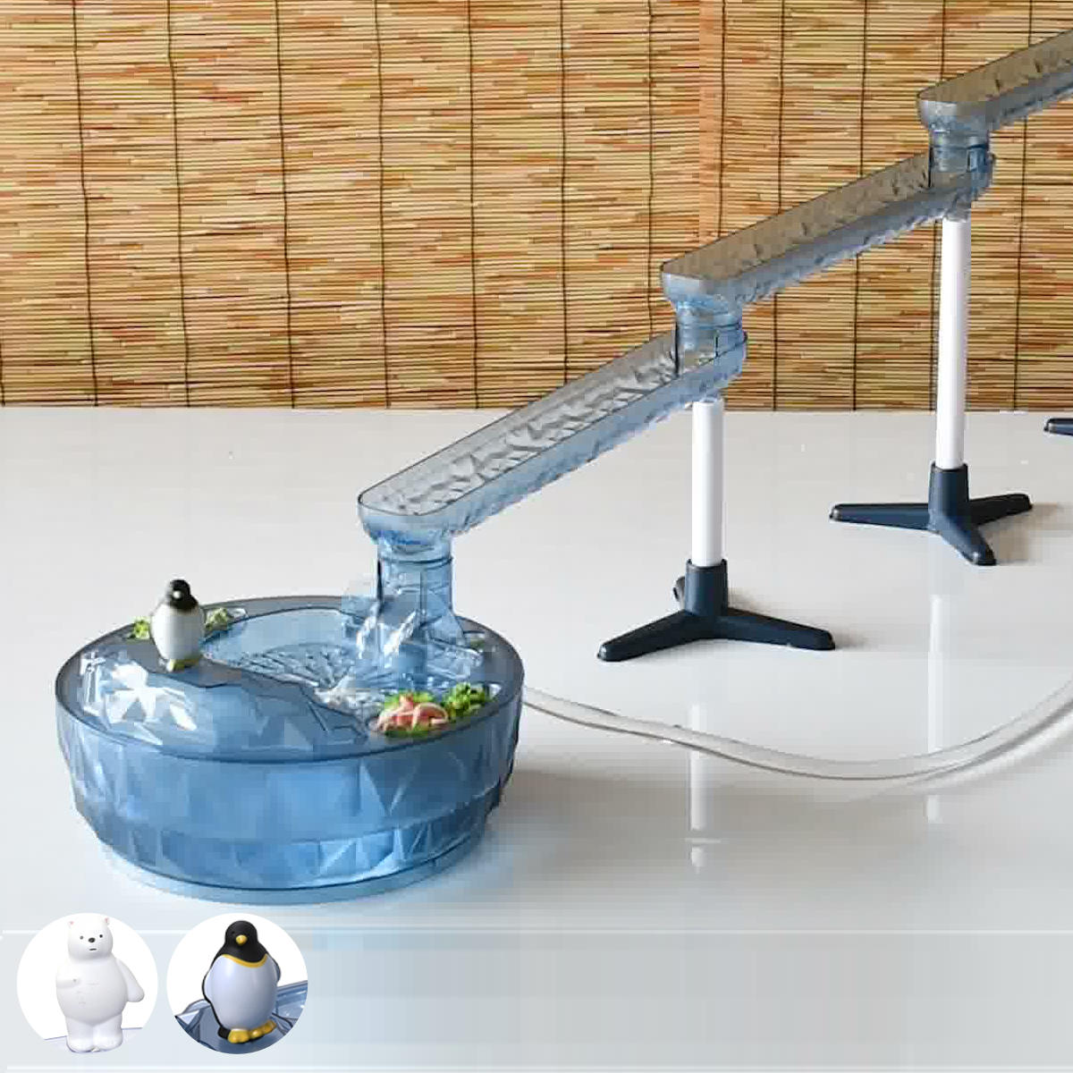 流しそうめん器 流氷 スライダーそうめん流し器 （ 電池式 コードレス 素麺 ホームパーティー かわいい シロクマ ペンギン ） 【ペンギン】