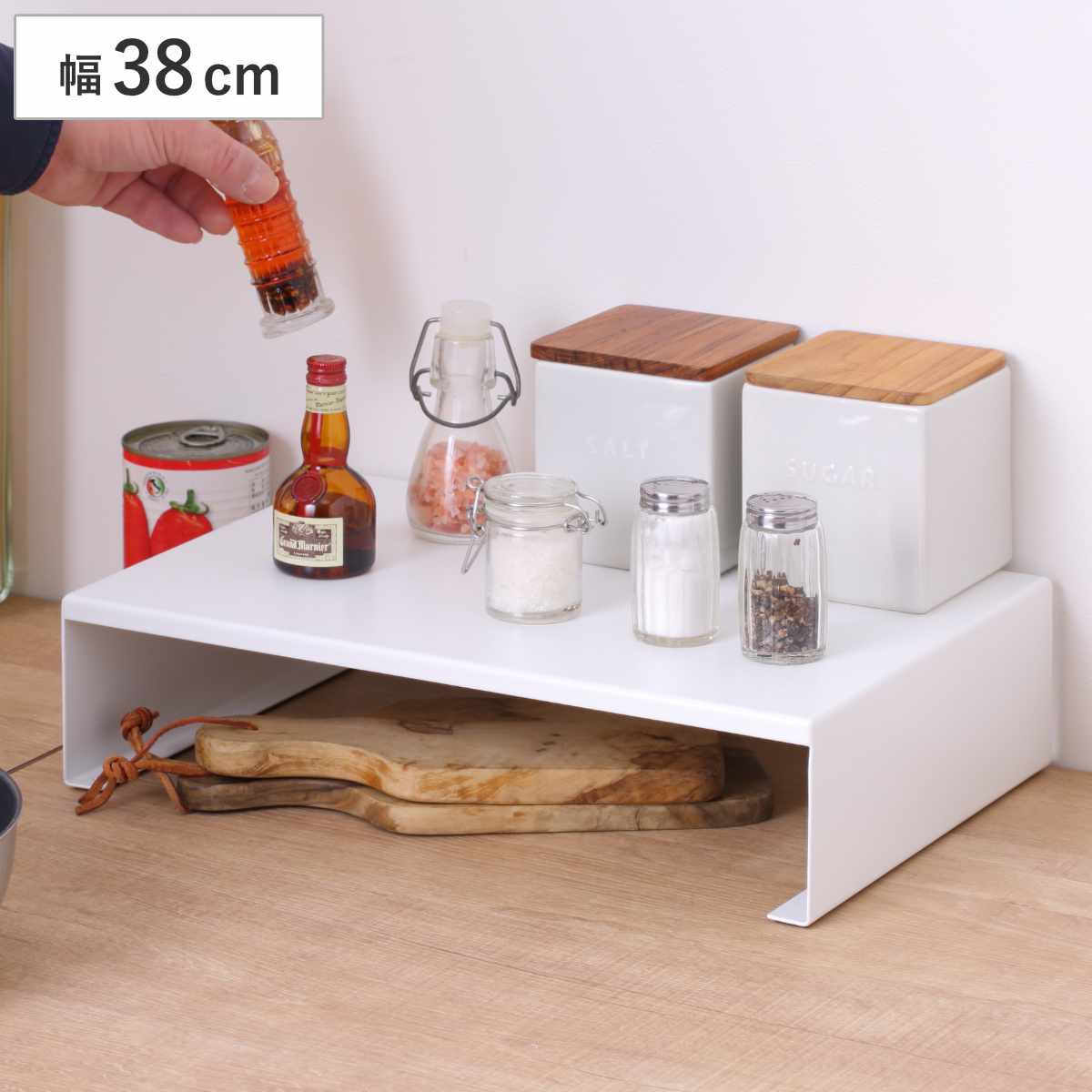 家電下ラック アレンジフリー キッチンラック コの字 幅38cm （ レンジ下ラック 家電ラック レンジ下 トースター下 キッチン ラック 下 白 フリーラック マルチラック シェルフ 整理棚 収納 シンク周り スタッキング ラップ ホイル ）