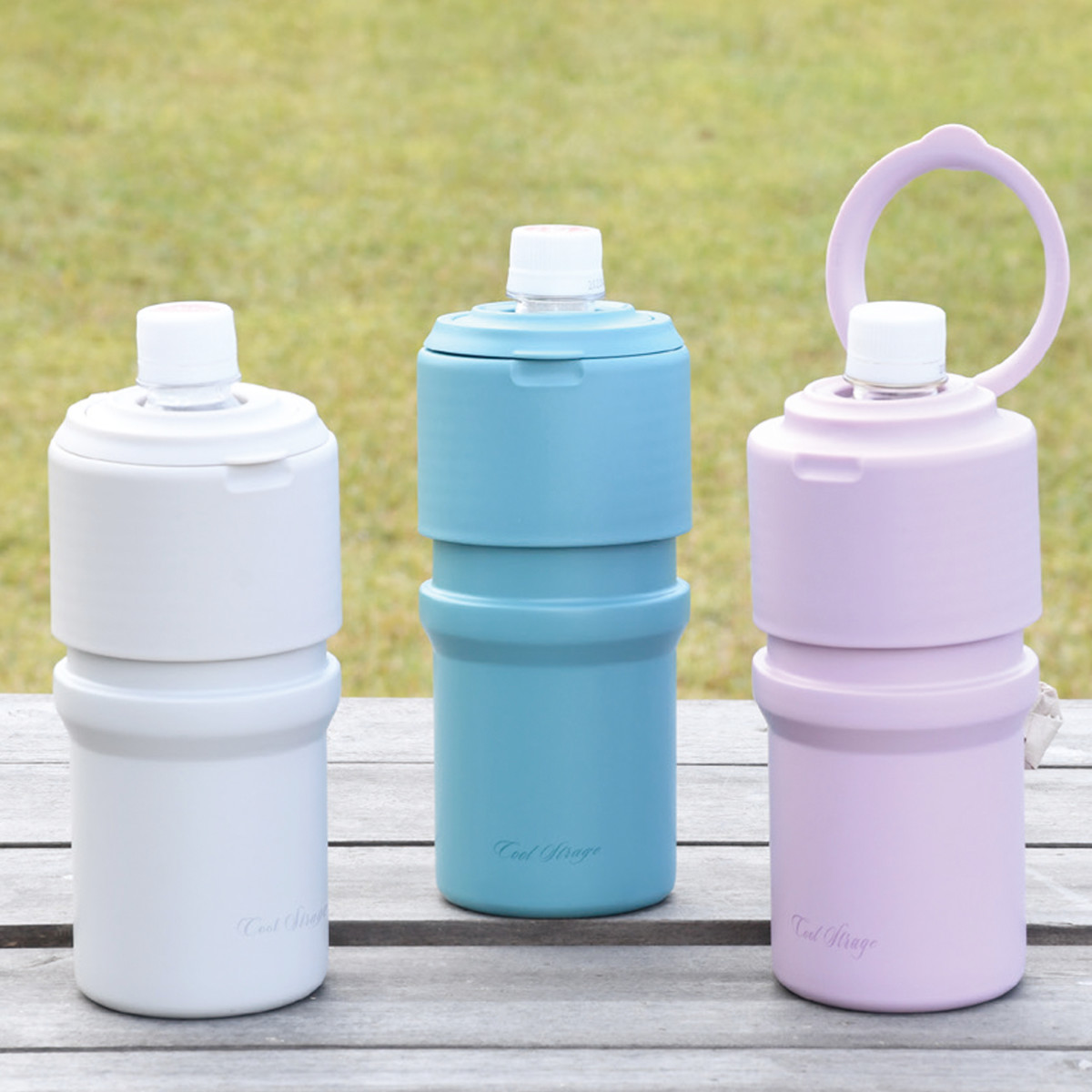 ペットボトルクーラー 保冷 500ml 670ml クールストレージ （ ペットボトル専用 ペットボトルホルダー ペットボトルケース ステンレス クーラー カバー ケース ボトル ホルダー おしゃれ ペットボトル ） 【グレーホワイト】