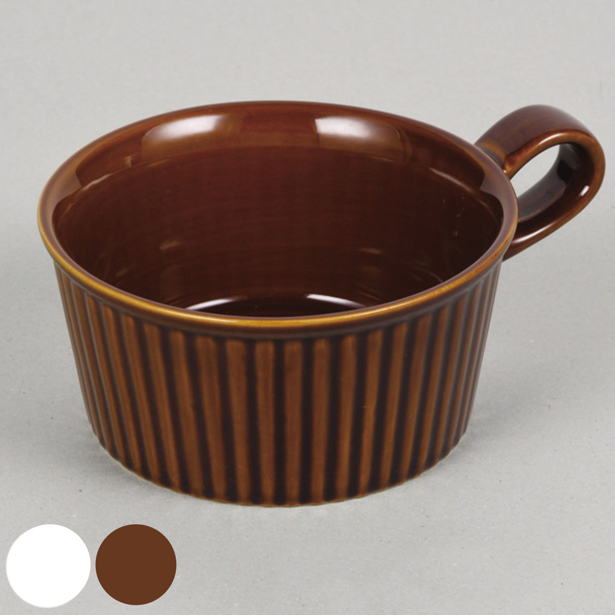とんすい カップ型 持ち手付き ファントゥクックシリーズ スープカップ 陶器 食器 （ 電子レンジ対応 スープ カップ 鍋 取り皿 お皿 サラダ 小鉢 皿 深型 電子レンジ 対応 ） 【ブラウン】