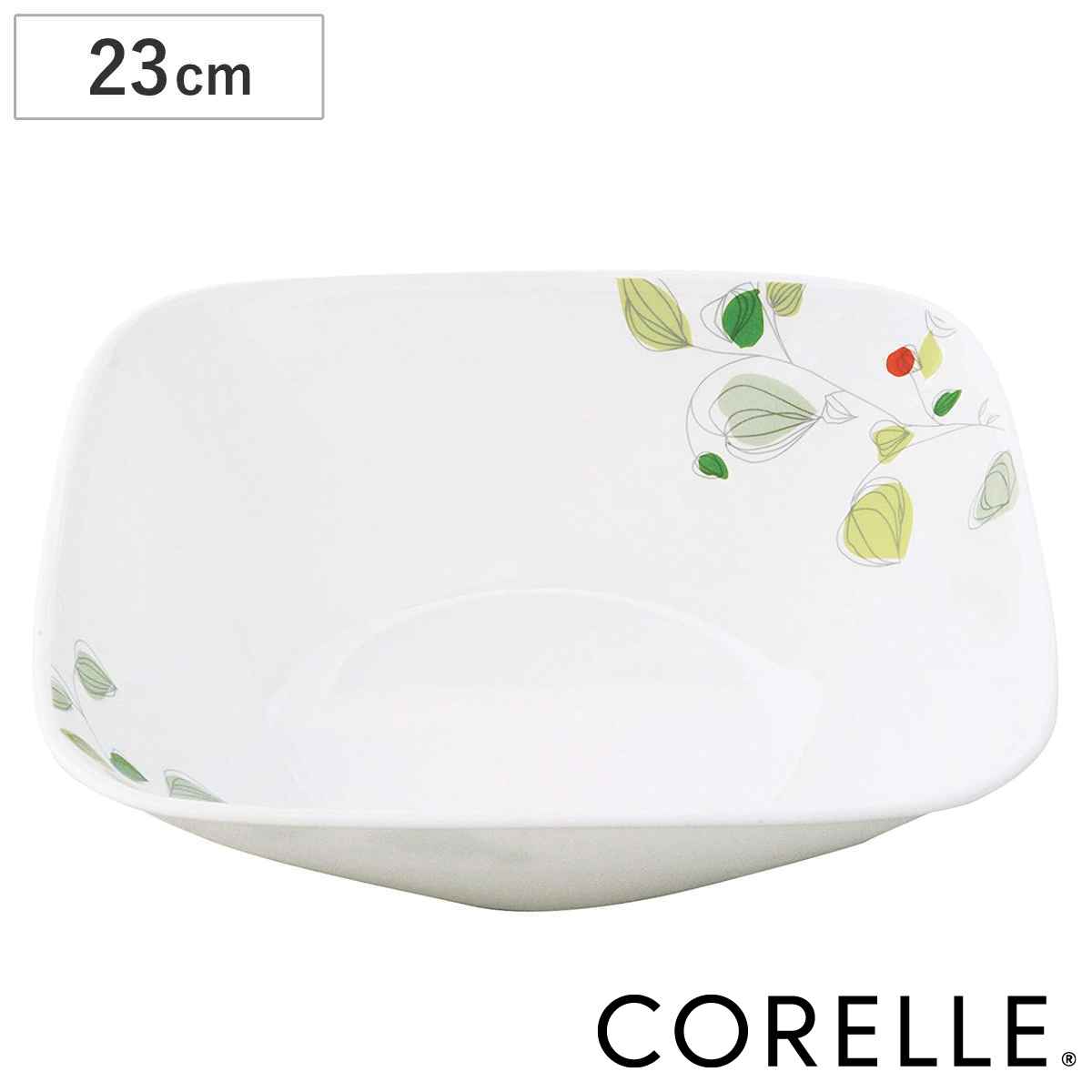 ボウル 23cm コレール CORELLE スクエア 白 食器 皿 角皿 グリーンブリーズ （ 食洗機対応 ホワイト 電子レンジ対応 お皿 オーブン対応 白い 白い皿 深皿 中皿 大皿 中鉢 盛り皿 器 角型 リーフ 洋食器 ）