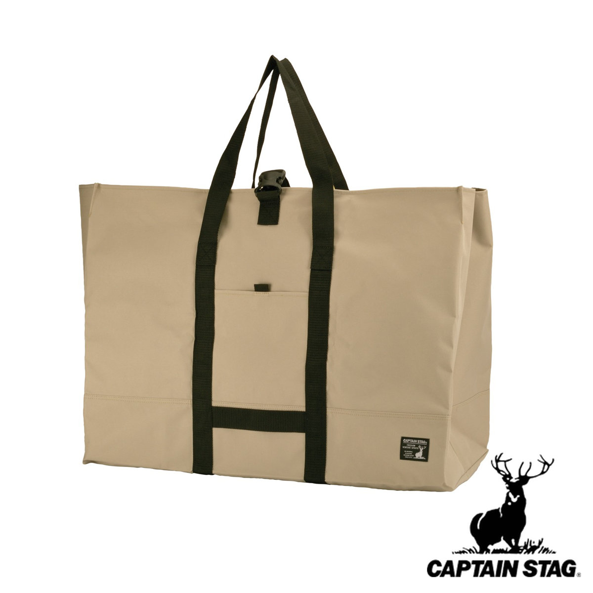ビッグバッグ 収納ケース付き 170L カーキ＆ブラック （ CAPTAIN STAG キャプテンスタッグ 大型 バッグ ボストンバッグ 大容量バッグ 収納バッグ コンパクト収納 折りたたみ 持ち運び BBQ 荷物 荷物運搬 グッズ アウトドア ）