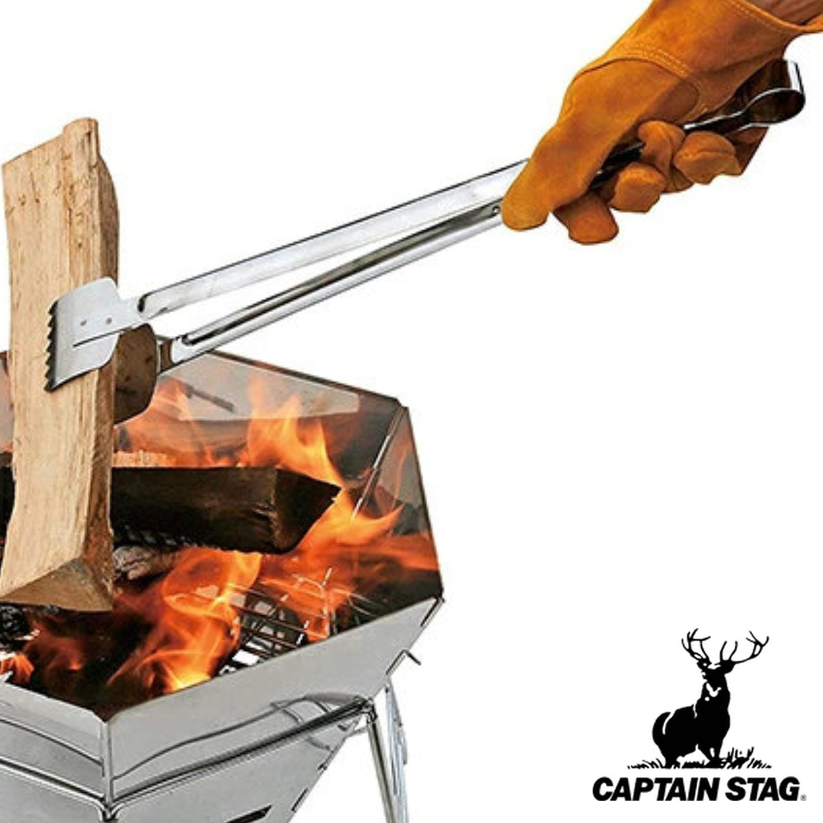 炭バサミ BBQ ワイド 炭ばさみ キャプテンスタッグ ステンレス製 CAPTAIN STAG （ 火ばさみ 炭はさみ トング CAPTAINSTAG アウトドア アウトドア用品 キャンプ キャンプ用品 焚き火台 バーベキューコンロ カマド 炭 焼肉 はさみ ）