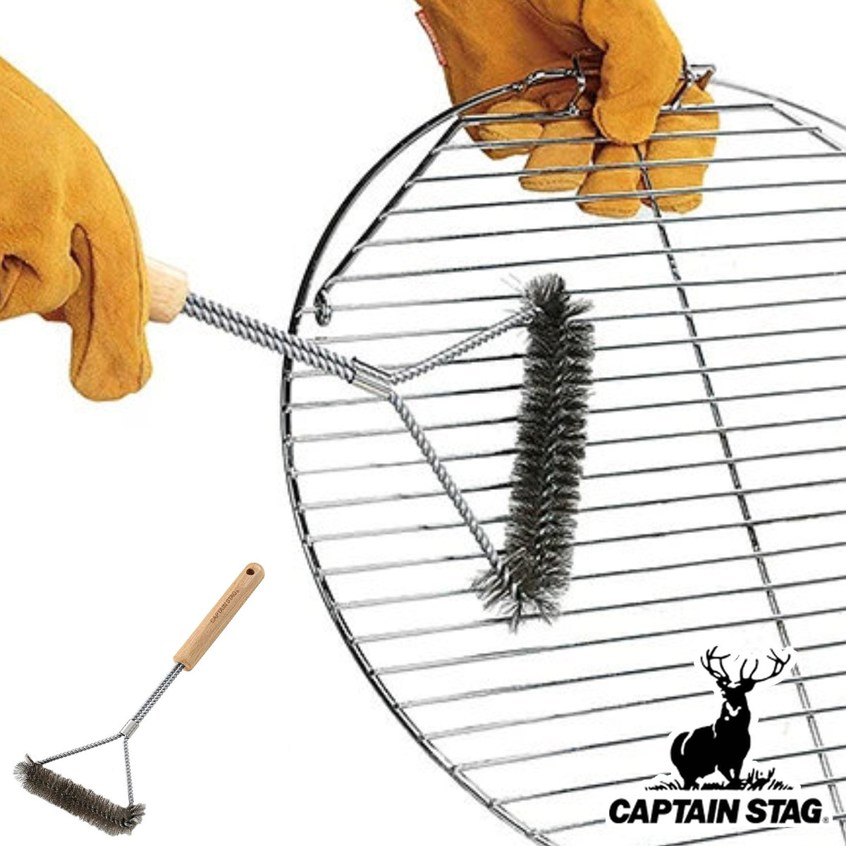 ブラシ BBQ ワイド アミブラシ キャプテンスタッグ CAPTAIN STAG （ 網ブラシ バーベキューブラシ 掃除 CAPTAINSTAG コンロ用ブラシ 網掃除 アミそうじ アミ用ブラシ 焚き火台 ）