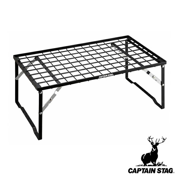 ラック 折りたたみ式 スタッキングラック キャプテンスタッグ CAPTAIN STAG （ 収納棚 机 デスク 棚 フィールドラック スタッキング シェルフ ローテーブル コンパクト タオルラック 収納 ブラック CAPTAINSTAG ）
