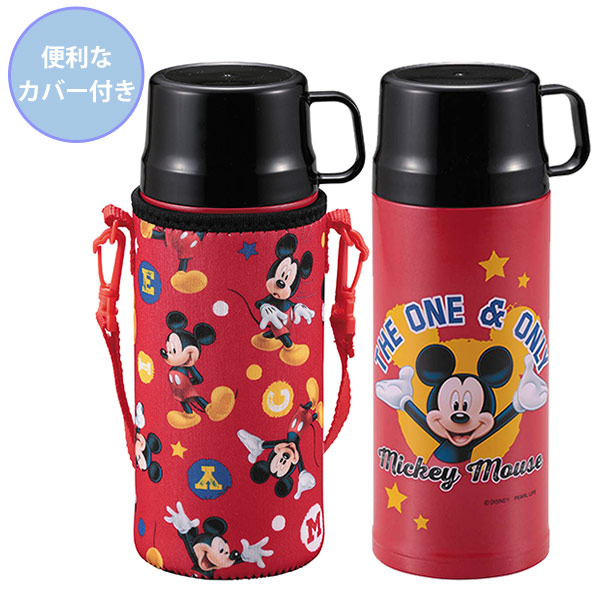 Lohaco 水筒 2wayキッズボトル 600ml ディズニー ミッキーマウス コップ付き 直飲み キャラクター 子供用 ステンレス 保温 保冷 ステンレス製 ステンレスボトル ボトル 子供 子ども 幼稚園 小学生 ミッキー グッズ 水筒 マグボトル リビングート ロハコ店