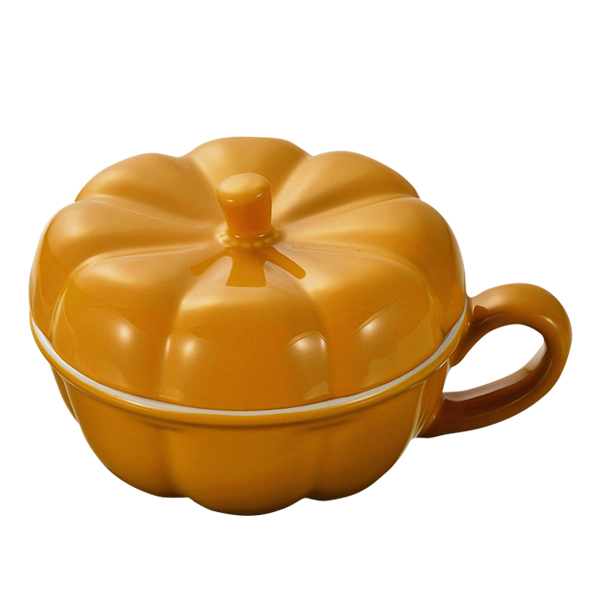 陶器☆かぼちゃ dショッピング |スープカップ 390ml フタ付き オーブンシェフ