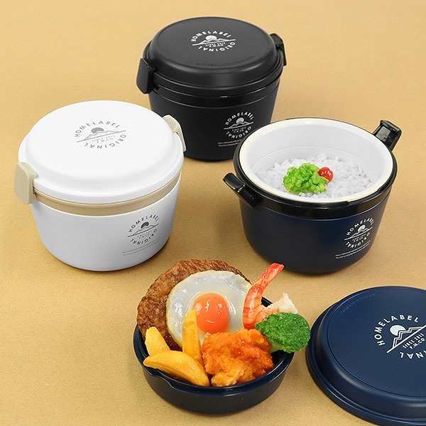 保温弁当箱 弁当箱 ランチジャー どんぶりランチジャー 710ml 2段 ( お弁当箱 保温 保冷 大容量 レンジ対応 ランチボックス 保温ランチ シンプル どんぶり 丼 電子レンジOK スープ 容器 ステンレス製 真空二重構造 ) 【ブラック】 ブラック