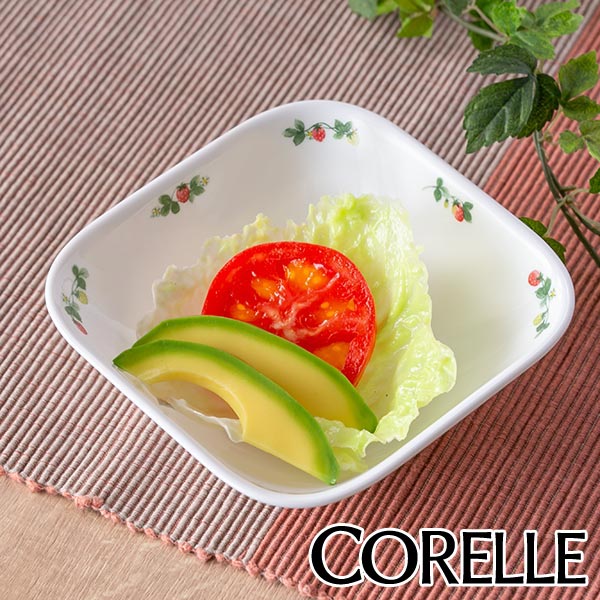 dショッピング |ボウル 17cm スクエア コレール CORELLE 皿 食器 スウィートストロベリー （ 中鉢 白 食洗機対応 電子レンジ対応 お皿  取り皿 オーブン対応 耐熱 白い食器 深皿 角皿 サラダボウル 取皿 フルーツ ストロベリー 洋食器 ） | カテゴリ：食器の販売できる商品 ...