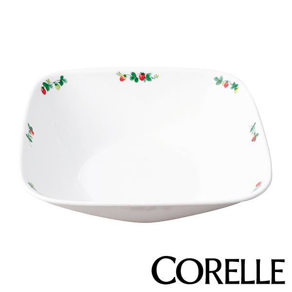 dショッピング |ボウル 23cm スクエア コレール CORELLE 皿 食器 スウィートストロベリー （ 大鉢 白 食洗機対応 電子レンジ対応 お皿  サラダボウル オーブン対応 耐熱 白い食器 角皿 大きめ 大皿 パスタボウル フルーツ ストロベリー 洋食器 ） | カテゴリ：食器の販売 ...