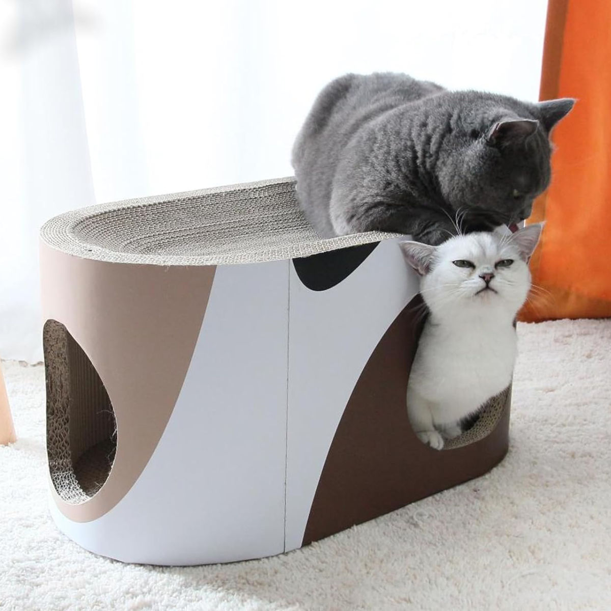 ペットハウス 隠れん坊ハウス 爪とぎ 猫 （ 爪研ぎ つめとぎ 猫用 爪とぎハウス ダンボール ストレス解消 遊び おもちゃ かわいい 爪磨き ガリガリ 長持ち ハウス 寝床 ねこ 猫用品 ペット用品 おしゃれ ）