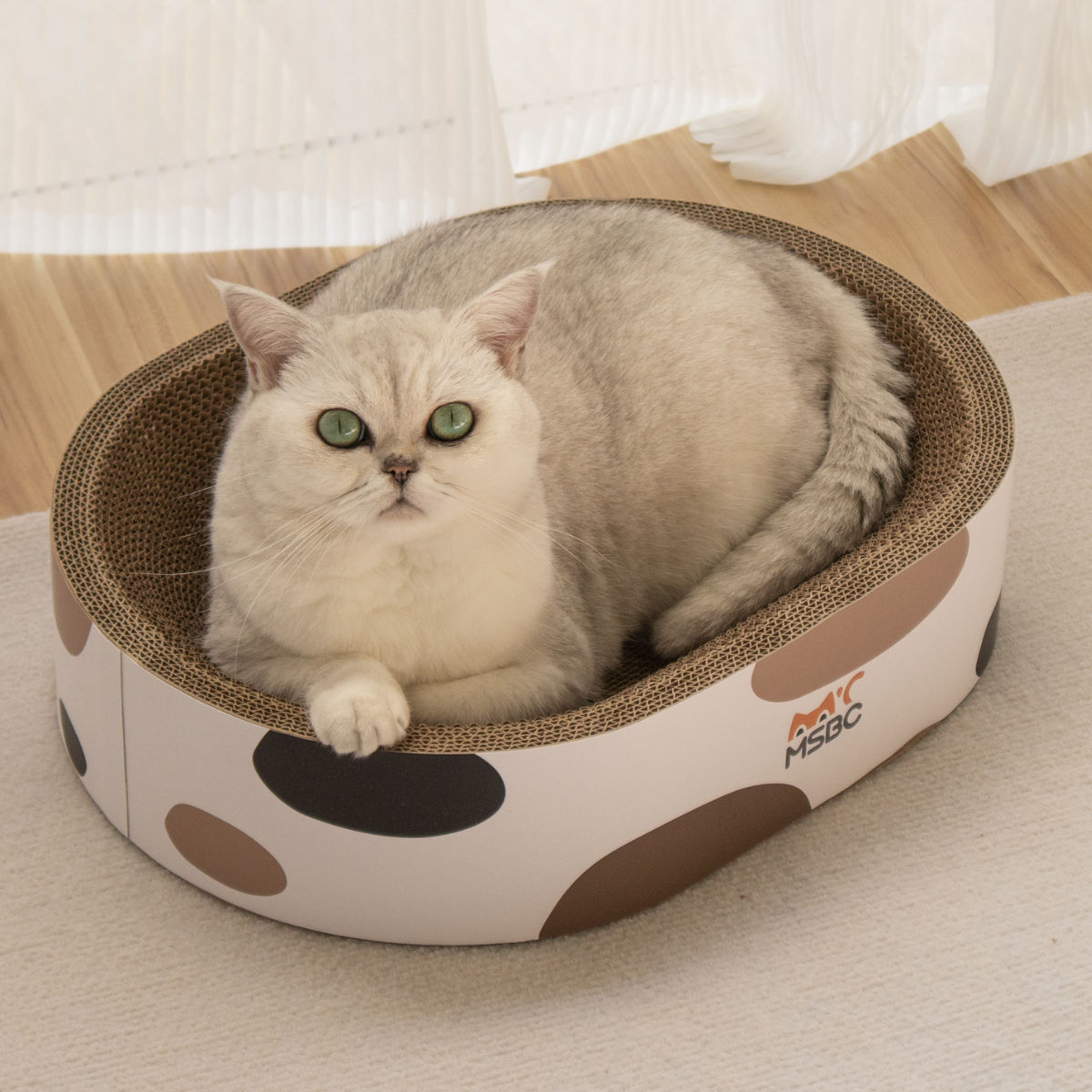 爪とぎ 楕円ボウル 三毛 猫 段ボール ( 爪研ぎ つめとぎ 猫用 爪とぎハウス ダンボール ストレス解消 遊び おもちゃ かわいい 爪磨き ガリガリ 長持ち ハウス 寝床 ねこ 猫用品 ペット用品 おしゃれ )