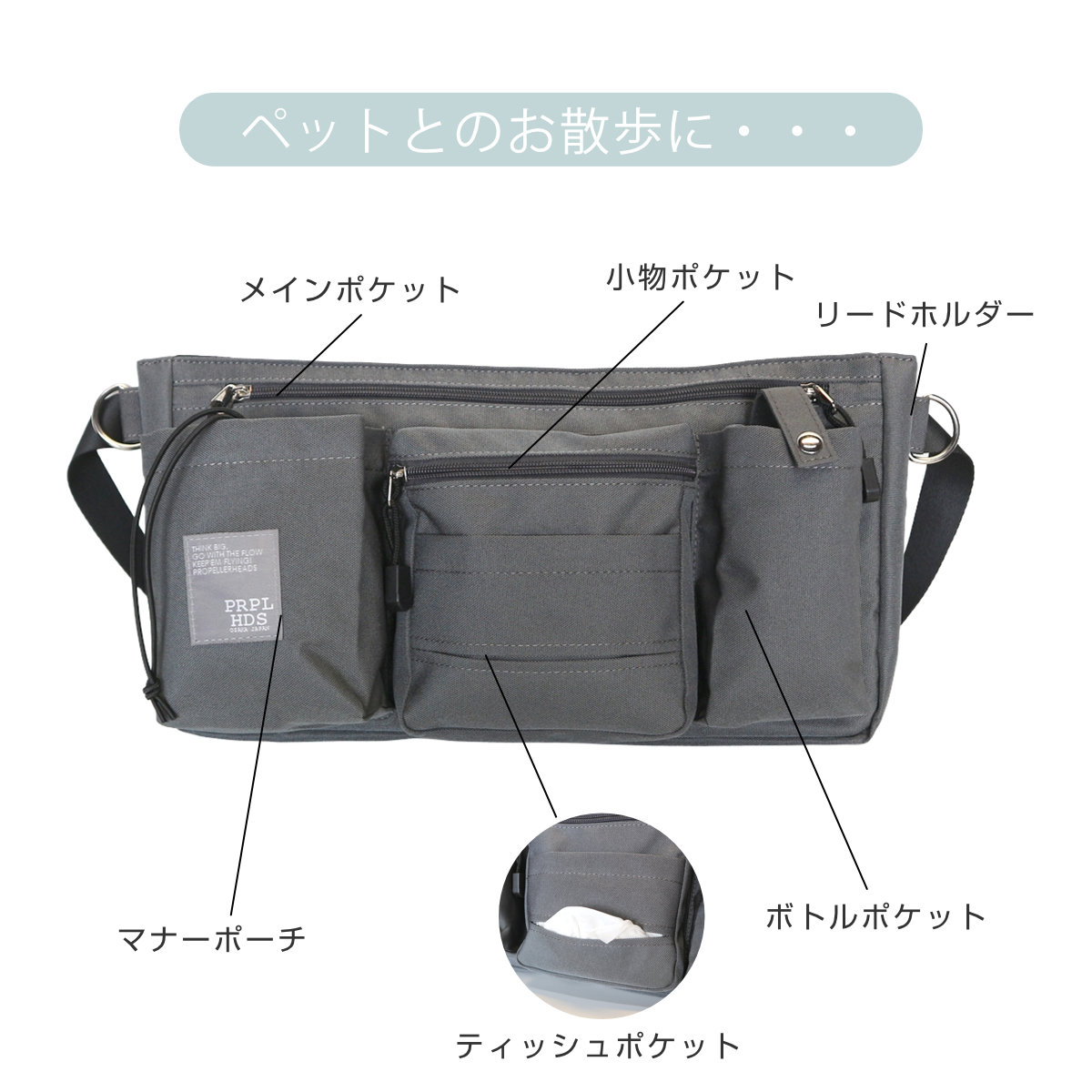 ボディバッグ OSAMPO はっ水ポリボディバッグ ( お散歩 バッグ 旅行バック かばん レディース メンズ ショルダー 収納 ポケット 犬 ペット 散歩バッグ ペットバッグ 斜めがけ 撥水 軽い サブバッグ 旅行 鞄 男女兼用 シンプル ) 【ブラック】 ブラック