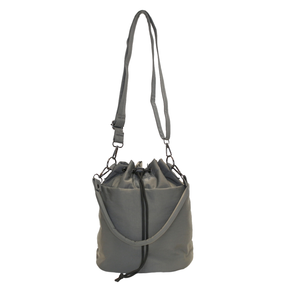 OSAMPOはっ水しわナイロン巾着ショルダー ( お散歩 バッグ 旅行バック かばん レディース メンズ ショルダー 収納 ポケット 犬 ペット 散歩バッグ ペットバッグ 斜めがけ 撥水 軽い サブバッグ 旅行 鞄 男女兼用 シンプル 2WAY ) 【ブラック】 ブラック