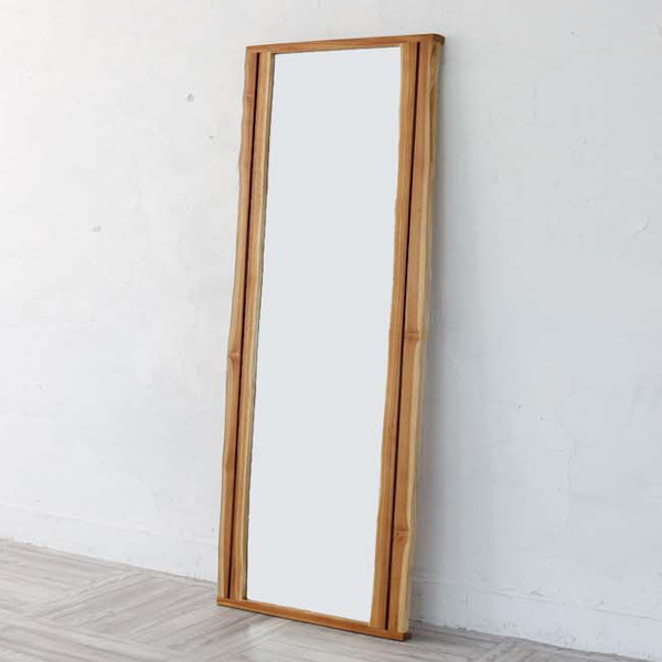 壁掛けミラー 立て掛け 天然木フレーム チーク材 INCONTRO 幅60cm （ ミラー 鏡 かがみ 姿見 全身鏡 カガミ 壁掛け ウォールミラー 全身