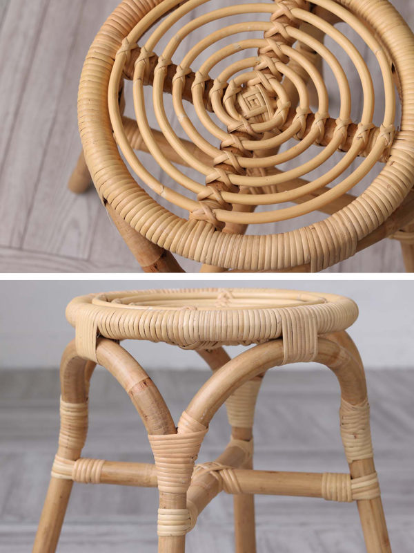 ラウンドスツール ラタン 天然素材 （ 籐 スツール 丸椅子 イス ラタン