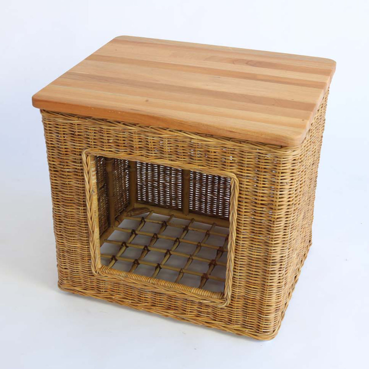 籐 ペットハウス クッション付 テーブル機能 幅55cm （ ペット用 犬 猫