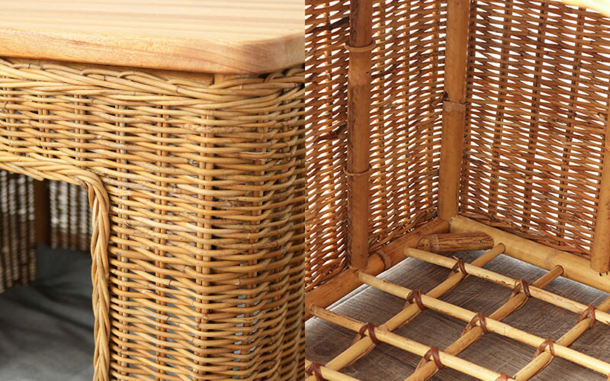 籐 ペットハウス クッション付 テーブル機能 幅55cm （ ペット用 犬 猫