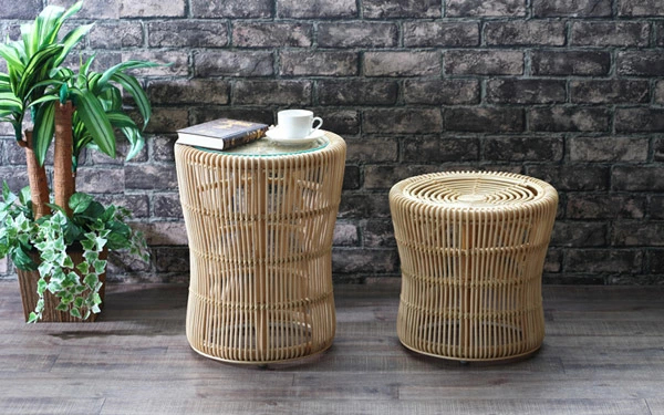 籐 スツール ラタン 円形 軽量 天然素材 （ ラタンチェア イス