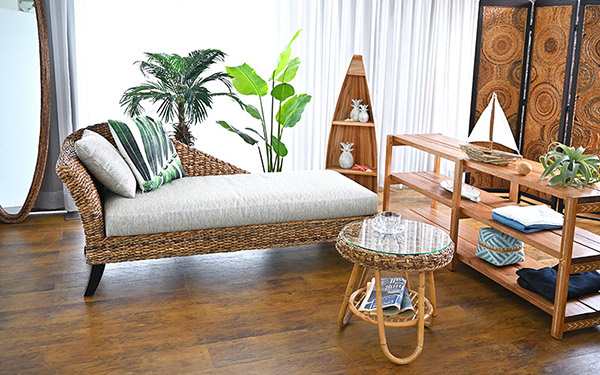 オットマン 幅70cm ハワイアン リゾート風 バナナリーフ ラタン スツール Ohana アジアン家具 おしゃれ ( フットレスト 足置き台 ソファ ソファー ソファースツール ソファ用 脚置き台 足置き チェア アジアン ) 【ベージュ】 ベージュ