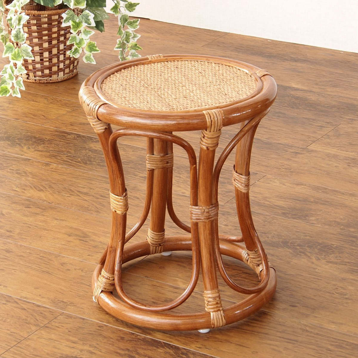 籐 スツール 丸型 ラタン製 座面高38cm ( アジアン家具 籐家具 座椅子 座いす ラタン 籐製 アジアン アジアンテイスト )