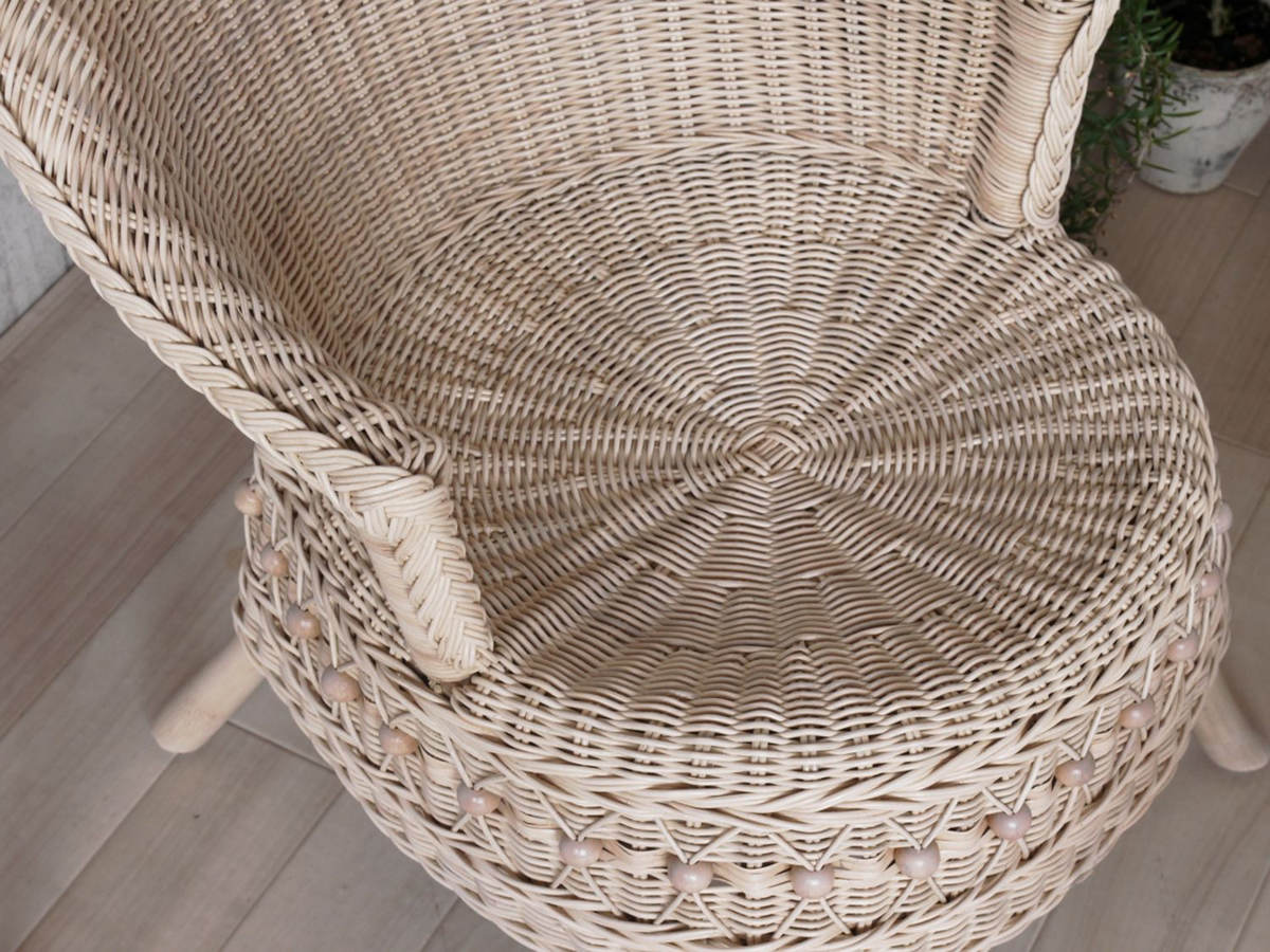 籐 ソファ 幅55cm シングルソファ 1人掛け ラタン製 fiore ( 白家具 ラタン家具 姫系 パーソナルチェア ソファー チェア フィオーレ 椅子 イス チェアー ホワイトウォッシュ 一人用 一人掛 1人 )