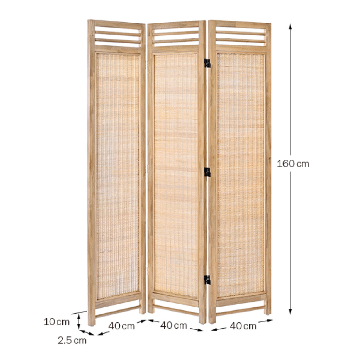 衝立 3連 高さ160cm ラタン 天然木 折りたたみ 間仕切り ( パーテーション スクリーン 籐 目隠し 自立式 ついたて 籐製 パーティション 間仕切 アジアン アジアンテイスト ナチュラル おしゃれ コンパクト収納 )