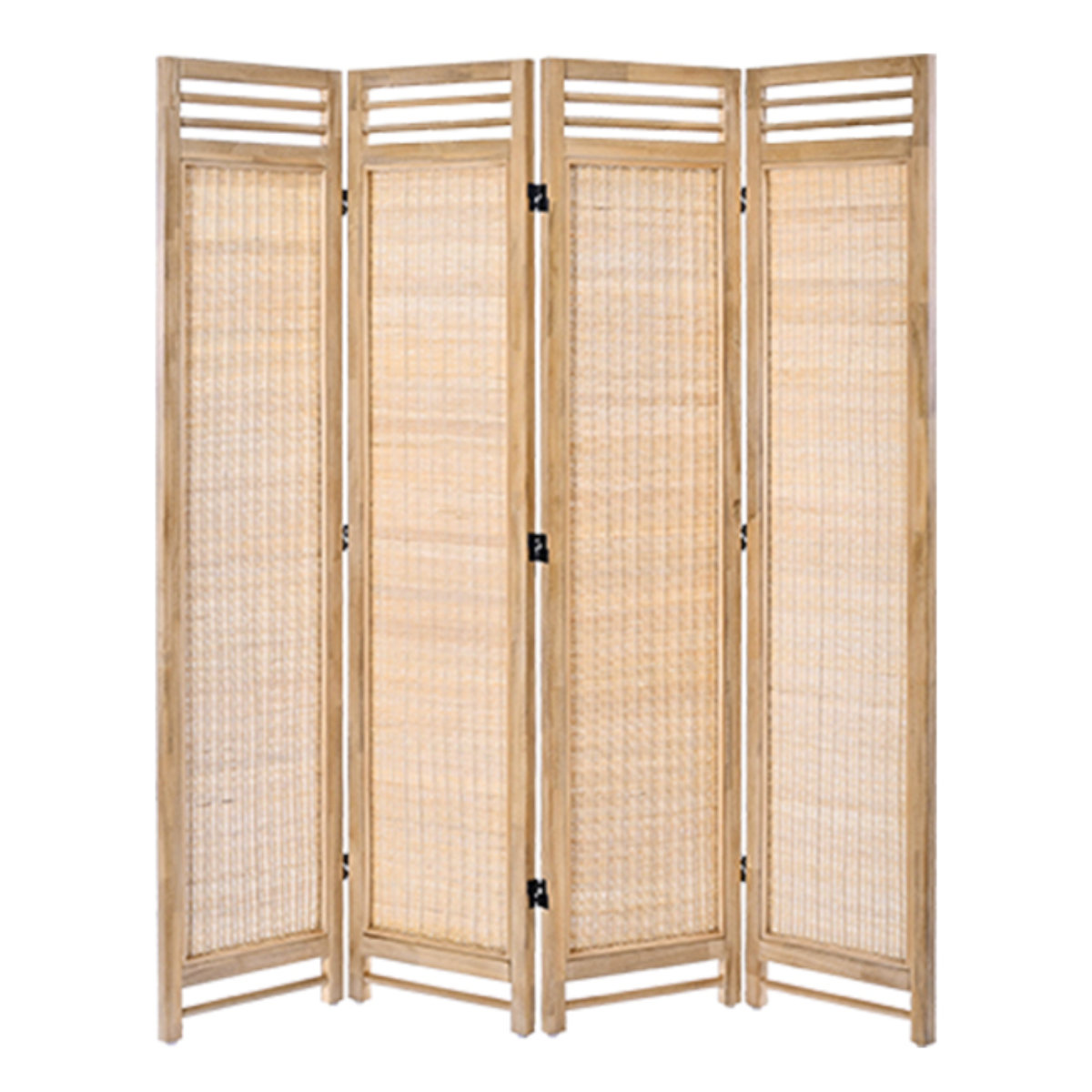 衝立 4連 高さ160cm ラタン 天然木 折りたたみ 間仕切り ( パーテーション スクリーン 籐 目隠し 自立式 ついたて 籐製 パーティション 間仕切 アジアン アジアンテイスト ナチュラル おしゃれ コンパクト収納 )